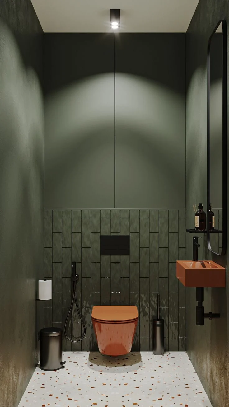 Yeşil Modern WC Tasarımı - ARSLANTAŞLI İç Mimarlık
