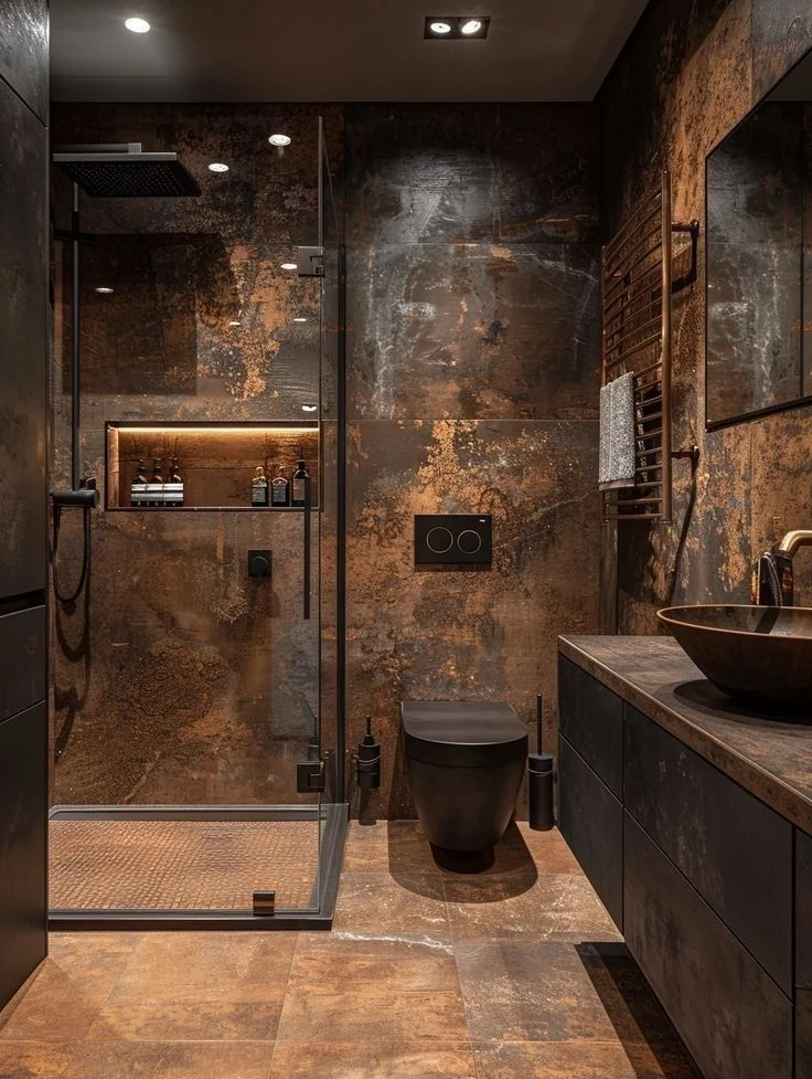 Endüstriyel Koyu Banyo - ARSLANTAŞLI İç Mimarlık