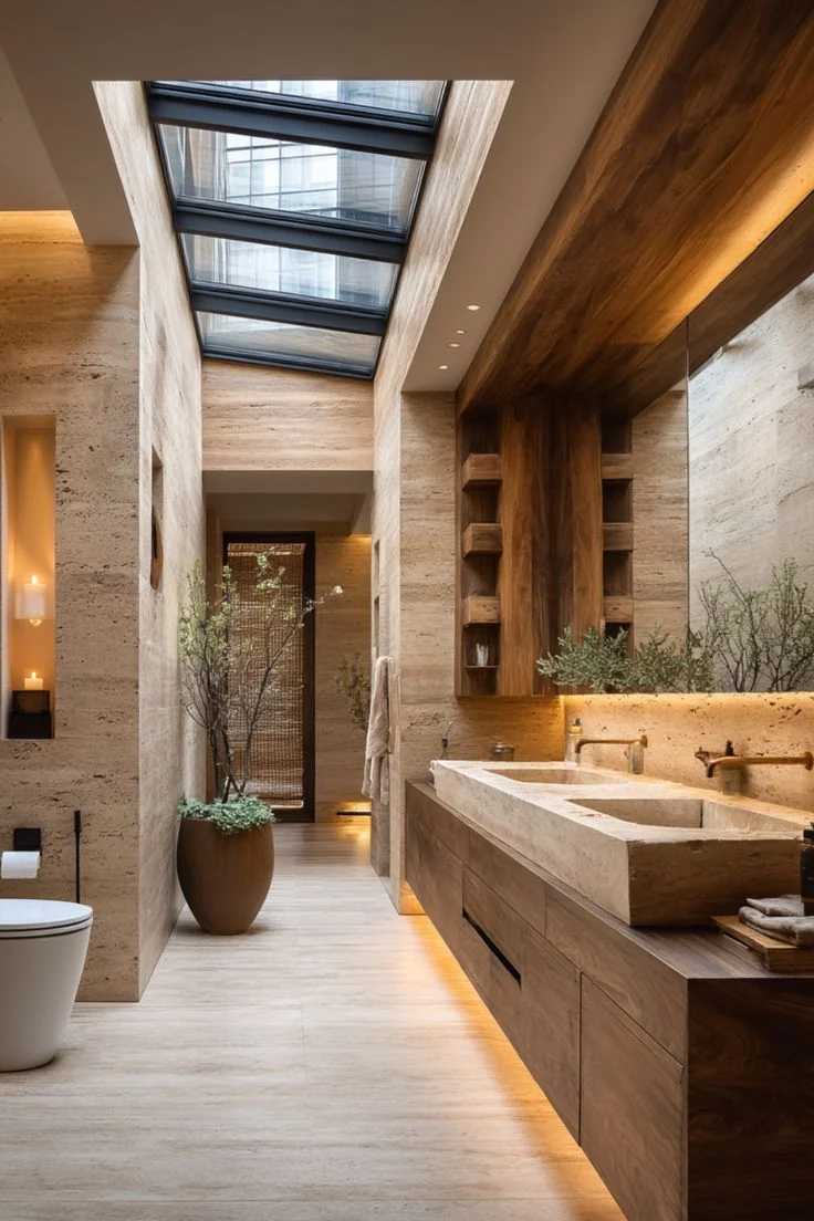 Doğal Işıklı Ahşap Banyo - ARSLANTAŞLI İç Mimarlık