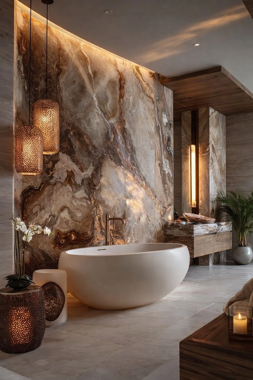 Oniks Duvarlı Lüks Banyo - ARSLANTAŞLI İç Mimarlık