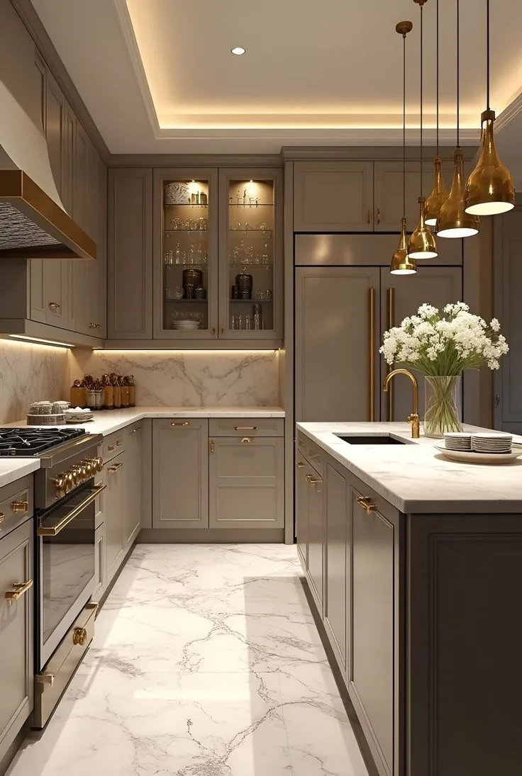 Gold Detaylı Lüks Mutfak - ARSLANTAŞLI İç Mimarlık